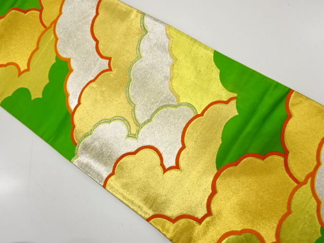 JAPANESE KIMONO / ANTIQUE FUKURO OBI / SILK / WOVEN CLOUD